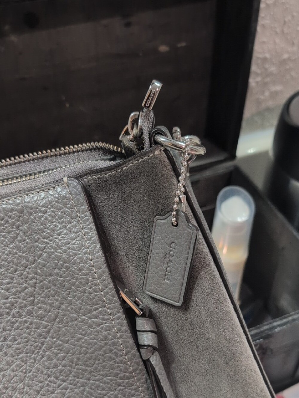 Coach Gray Pebbled Leather Hobo Shoulder Bag - Picture 12 of 12